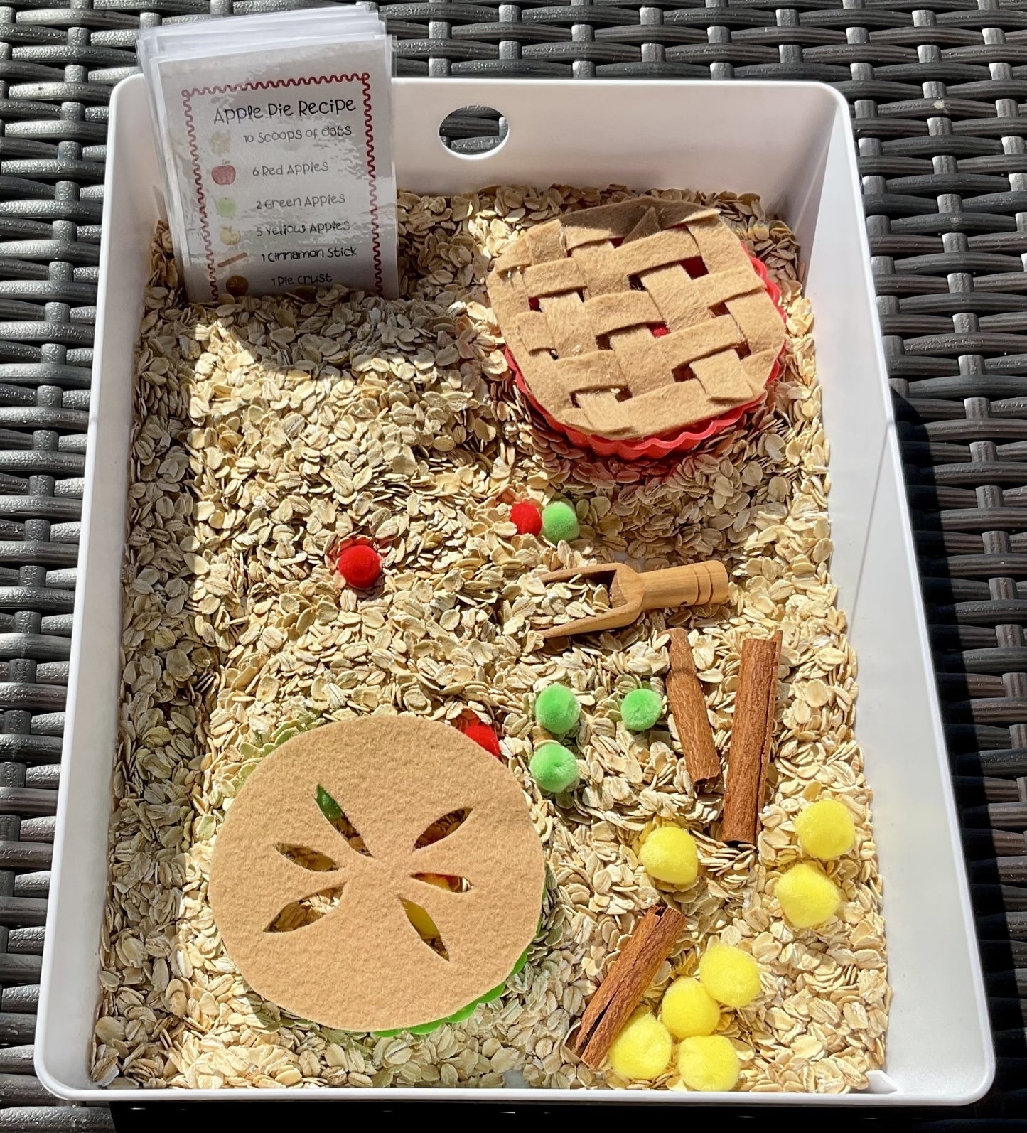 Apple Pie Sensory Bin - Anchored Homeschool Resource Center