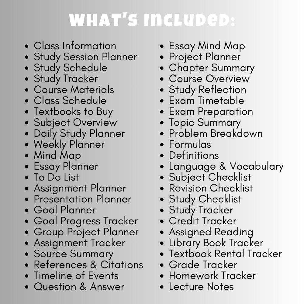 Black and White Student Planner - Anchored Homeschool Resource Center