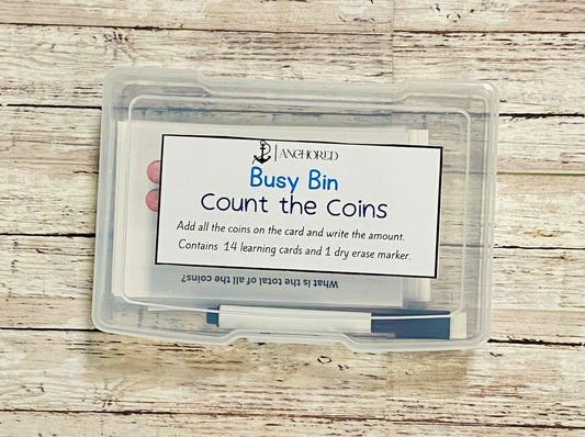 Count the Coins Busy Bin - Anchored Homeschool Resource Center