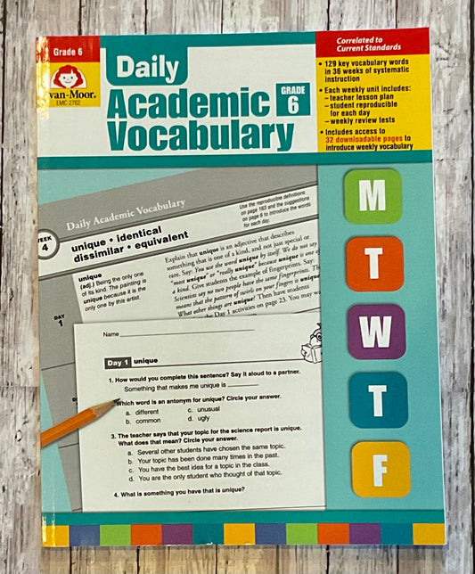 Daily Academic Vocabulary Grade 6 - Anchored Homeschool Resource Center