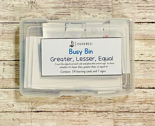 Greater, Lesser, or Equal Busy Bin - Anchored Homeschool Resource Center