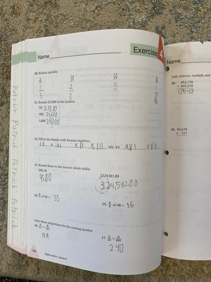 Master Books Math 6 Workbook
