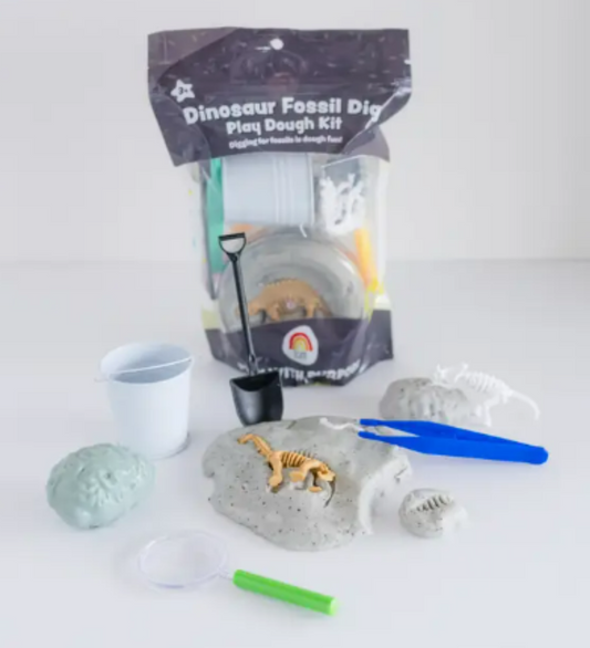 Dinosaur Fossil Dig (Cookies & Cream) Sensory Play Dough Kit - Anchored Homeschool Resource Center