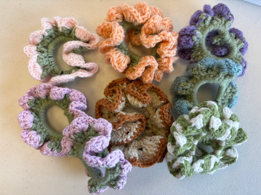 Forever Floral Friends Crochet Scrunchies - Anchored Homeschool Resource Center